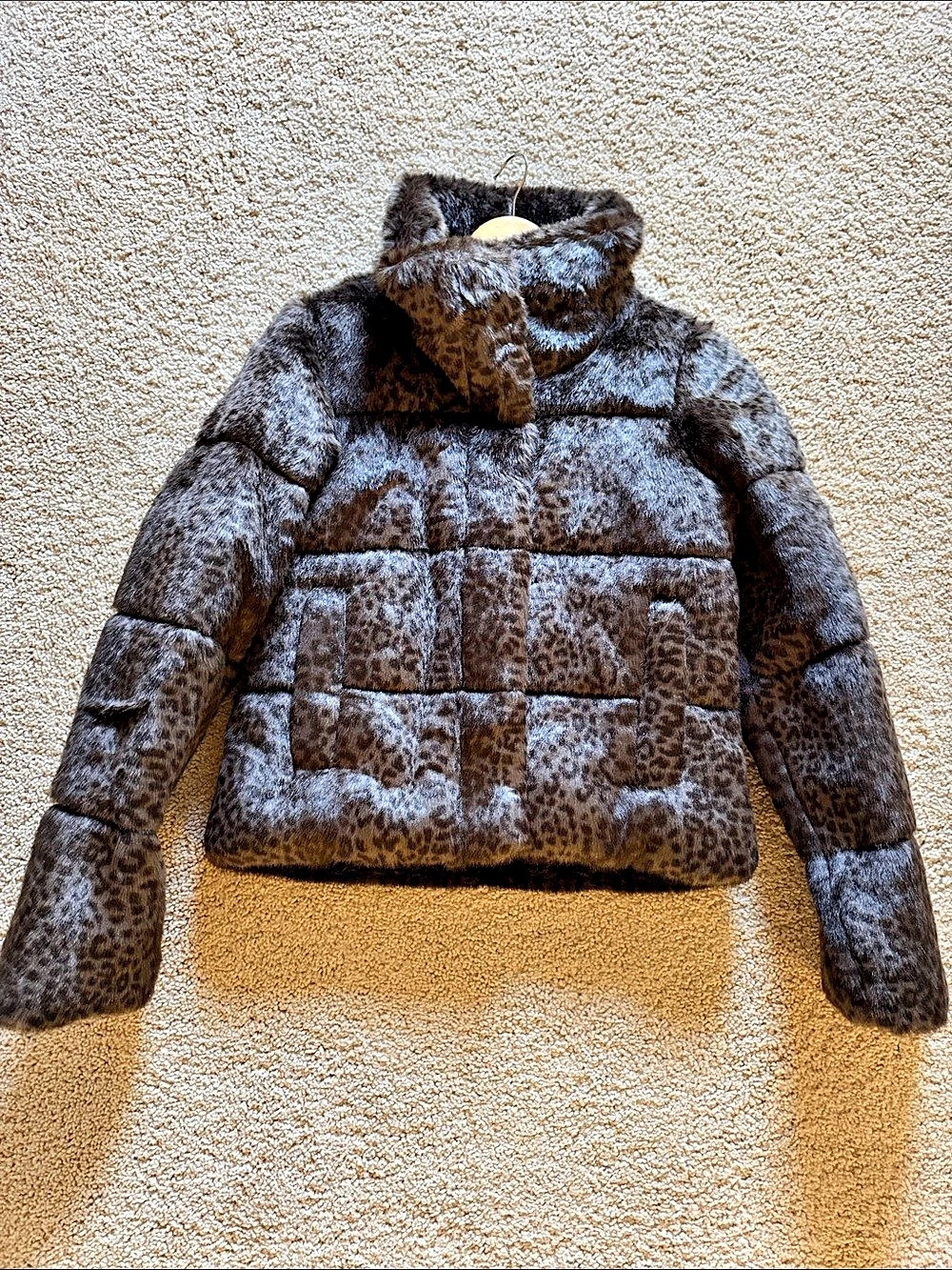 Abercrombie & Fitch The A&F Mini Puffer Leopard Print Puffer Jacket Size Small